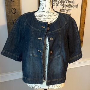 Ann Taylor Navy Crop Denim Jacket